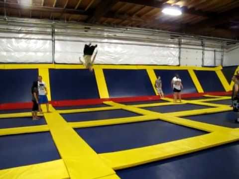 Single, Double and TRIPLE Flips and one EPIC FAIL!  At Sky High Sports Portland, OR