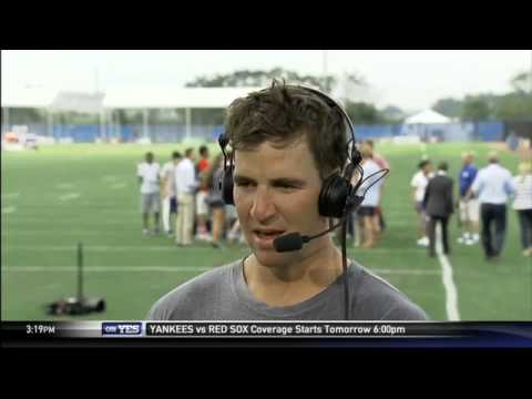 New York Giants quarterback Eli Manning on set at Giants training camp - The Michael Kay Show