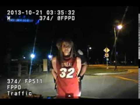 Half-Dressed Woman fails DUI Road-Side Sobriety Test