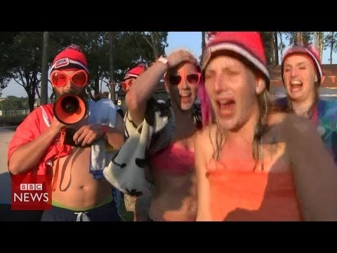 Brazil2014: Inside a Dutch football fans' campsite - BBC News