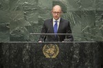 Arseniy Yatsenyuk, Prime Minister of Ukraine, addresses the general debate of the sixty-ninth session of the General Assembly, 24 December, 2014.