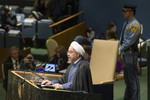 Hassan Rouhani, President of the Islamic Republic of Iran, addresses the general debate of the sixty-ninth session of the General Assembly, 25 September, 2014.