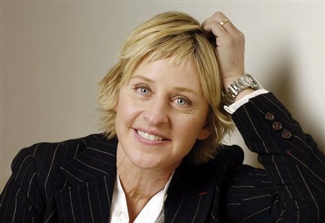  Emmy award winning talk show host and comedian Ellen DeGeneres, poses in her dressing room on the set of her show in Burbank, Calif., Wednesday, Aug. 30, 2006. DeGeneres will host the 79th Annual Academy Awards on February 25, in Los Angeles. (AP Photo/C