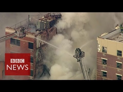 Aerial footage shows New York City building collapse - BBC News