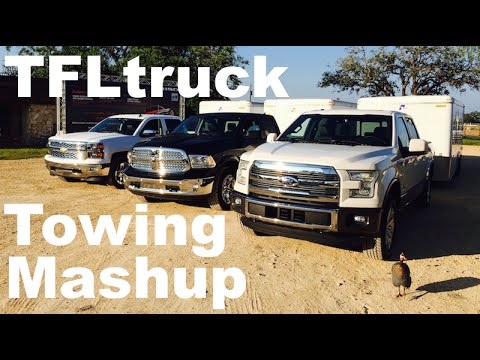 2015 Ford F-150 3.5L Turbo vs Chevy Silverado 6.2L vs Ram 5.7L HEMI Towing Mashup Review