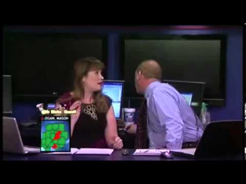 (HD)  Peoria  Illinois coverage of tornado is interrupted by storm