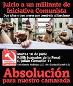 Juicio a un militante de Iniciativa Comunista por combatir el fascismo