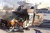 An Iraqi military vehicle burns after an attack by Islamic State militants in Anbar province last weekend.