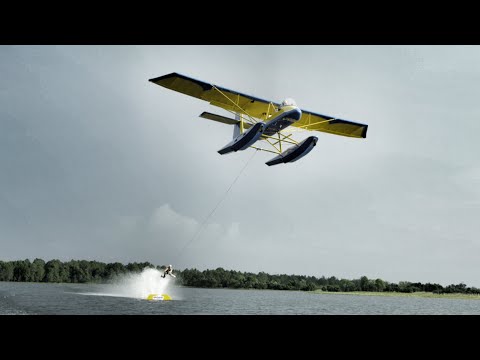 Barefoot Skiing behind Airplane in 4K - Insane! Vooray