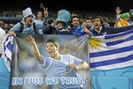 Uruguay fans celebrate after Luis Suarez goal at the group D World Cup