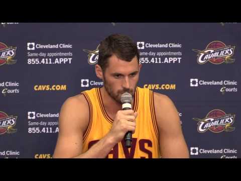 Kevin Love talks at Cleveland Cavaliers Media Day