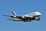 Air France flight AF 028 landing at Washington Dulles International Airport in Virginia, USA.