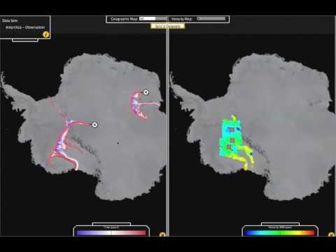 Interactive Visualization of continent-wide Antarctic ice streams