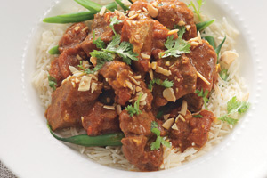 Indian curried lamb.