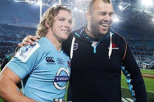 Sticking together: Michael Cheika with  current Wallabies captain Michael Hooper.