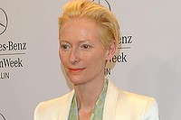 BERLIN, GERMANY - JULY 10:  Tilda Swinton attends the Roshi Porkar show during the Mercedes-Benz Fashion Week Spring/Summer 2015 at Erika Hess Eisstadion on July 10, 2014 in Berlin, Germany.  (Photo by Luca Teuchmann/Getty Images for IMG)