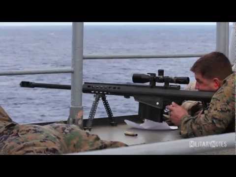 USMC Scout Snipers vs small boat (Barrett M107 .50 BMG Rifles)