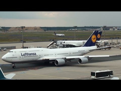 Lufthansa Boeing 747-8 Taxiing for Takeoff at Frankfurt Airport (full HD)