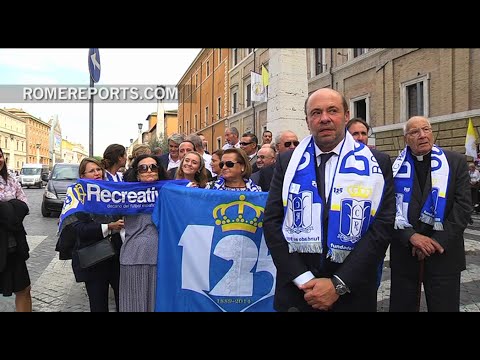 Pope Francis blesses Spain's oldest soccer team