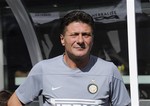 Inter coach Walter Mazzarri looks on before the Guinness International Champions Cup soccer match against Valencia Sunday, Aug. 4, 2013, in East Rutherford, N.J.