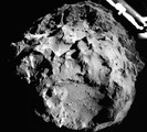 This image of comet 67P/Churyumov–Gerasimenko was acquired by the Philae lander of the European Space Agency's Rosetta mission during Philae's descent toward the comet on Nov. 12, 2014.