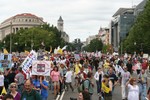 Protest sign against 'Obamacare'. On Saturday, September 12, participants gathered at Freedom Plaza, located just east of the White House.