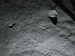 This image was taken by Philae's down-looking descent ROLIS imager when it was about 40 m above the surface of Comet 67P/Churyumov-Gerasimenko, 13 November, 2014.