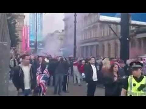 Nationalists and unionists clash in Glasgow 19 Sept 2014