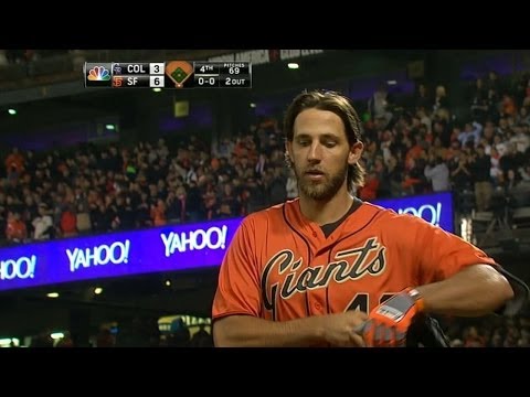 Bumgarner launches a grand slam to left field