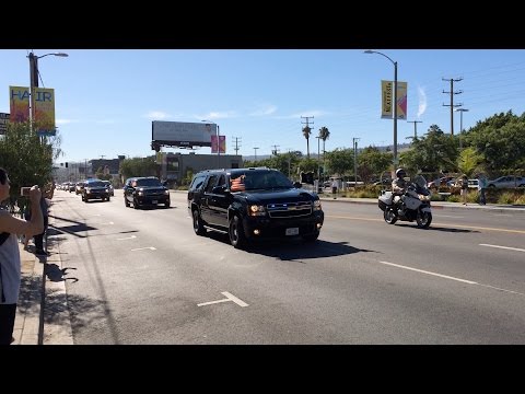 Barak Obama's Presidential Motorcade in Los Angeles - July 2014