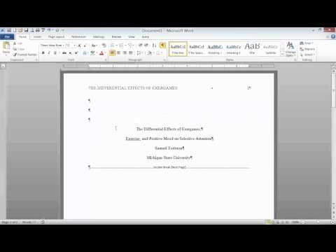 APA Format: Title Page, Running Head, and Section Headings