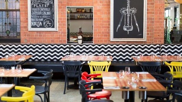 Colourful bistro chairs add pop to the Fish Lane Bistro dining area.