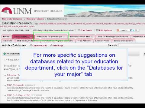 Finding education-related articles and databases