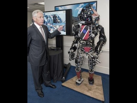 2014 Breaking News Pentagon DARPA shows USA Secretary of Defense Chuck Hagel Humanoid robot