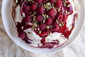 Emiko Davies' raspberry swirl pavlova