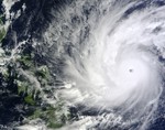 On Dec. 4 at 02:10 UTC, the MODIS instrument aboard NASA's Terra satellite took this visible image of Super Typhoon Hagupit approaching the Philippines.