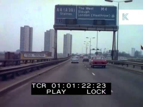 1970s POV From Car Driving Away From West London, Towards M4 Motorway, Colour