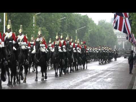 The Household Cavalry Regiment , Presentation of New Standards Parade on the Mall ,28th May 2014