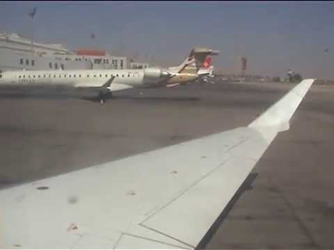 Bombardier CRJ 900 Libyan Airlines landing at Tripoli International Airport from Madrid - Barajas