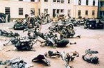 File - Wreckage from the bombing of the US Embassy in Nairobi, Kenya, that occurred on August 7, 1998.