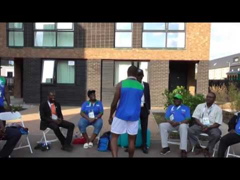 Team Sierra Leone Minister of Sports, Paul Kamara Visits the games Village in Glasgow