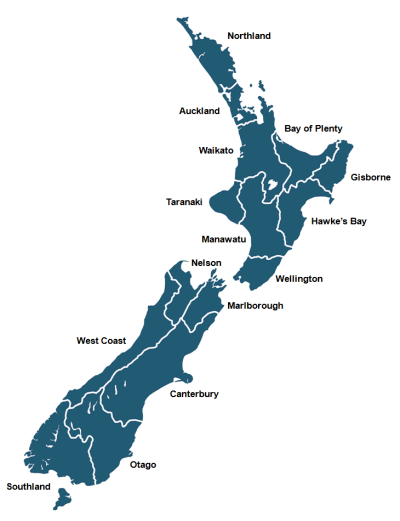 Map of New Zealand