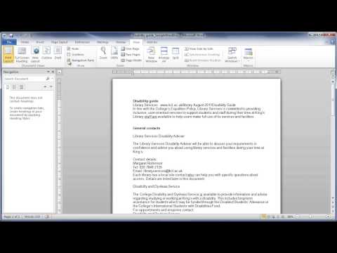 Improving the navigability of resources within Word processed documents