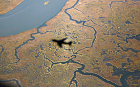 The shadow of Air Force One is seen as it approaches Atlantic City International Airport in New Jersey