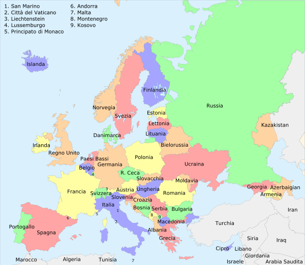 Mappa politica dell'Europa al 2007