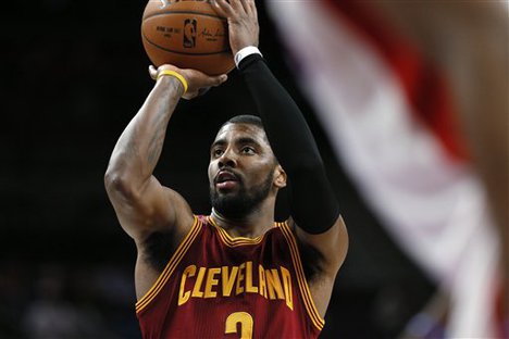 Cleveland Cavaliers guard Kyrie Irving (2) shoots against the Detroit Pistons