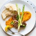 Cumin lamb cutlets with carrot puree & flatbread