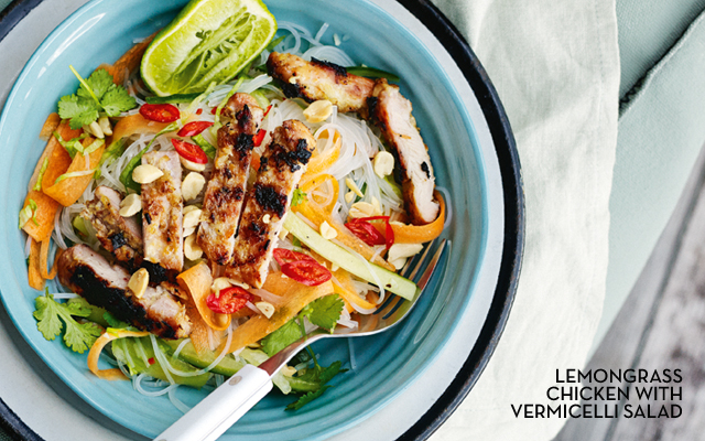 Lemongrass chicken with vermicelli salad