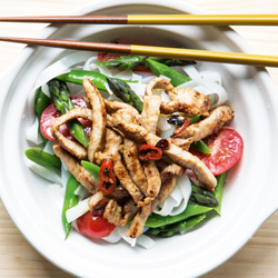 Stir-fried pork with rice noodles