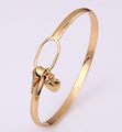 LOVELY HEART &amp; KEY LATCH BANGLE/ 18KGP GOLD